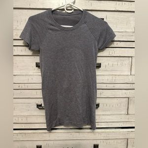 Lululemon gray and black striped swiftly tech short sleeve